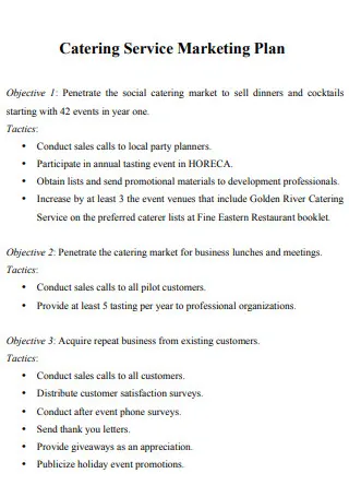 8+ SAMPLE Catering Marketing Plan in PDF | MS Word