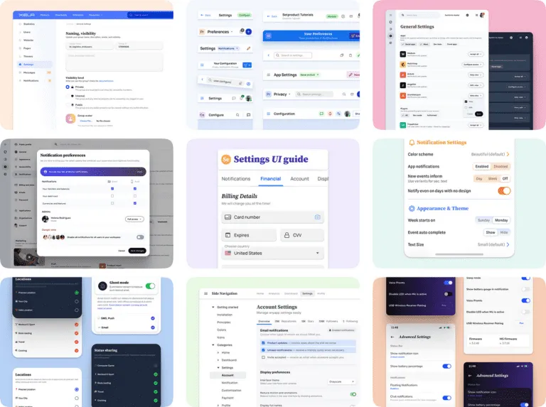 Settings UI design inspiration. Explore the art of crafting a ...
